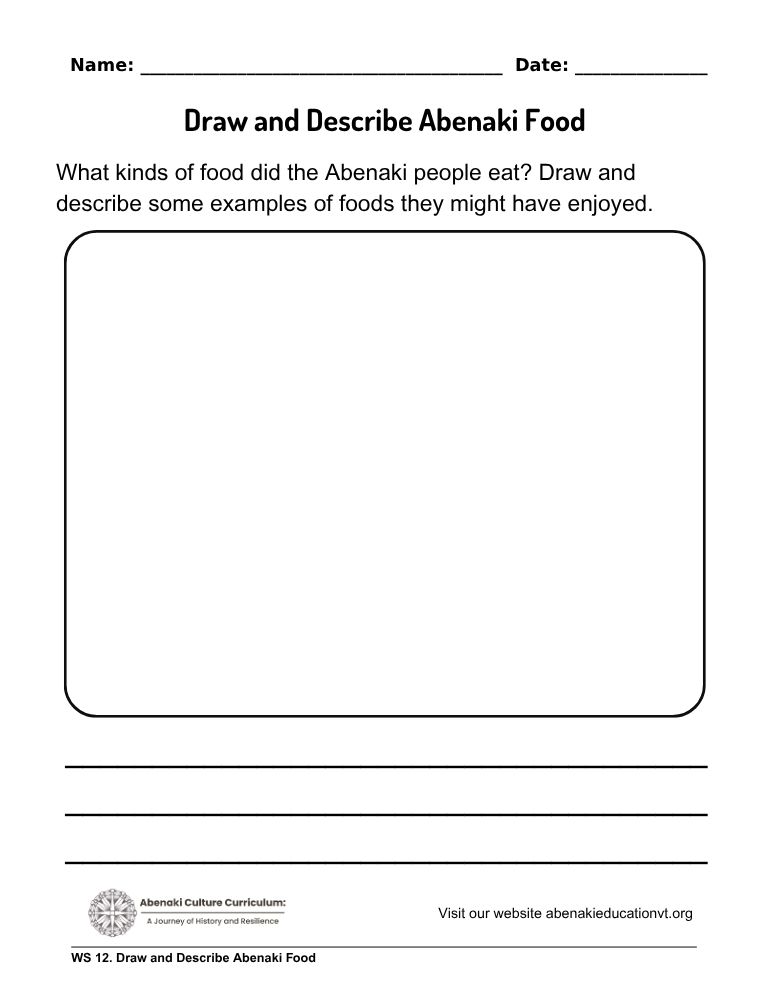 Worksheet for Draw and Describe.