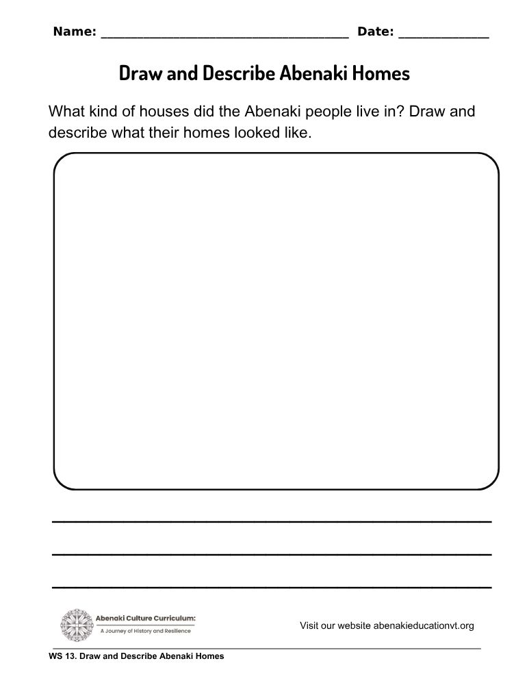 Worksheet for Draw and Describe.